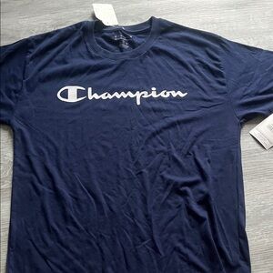 Champion Navy Short Sleeve Script Logo Tee